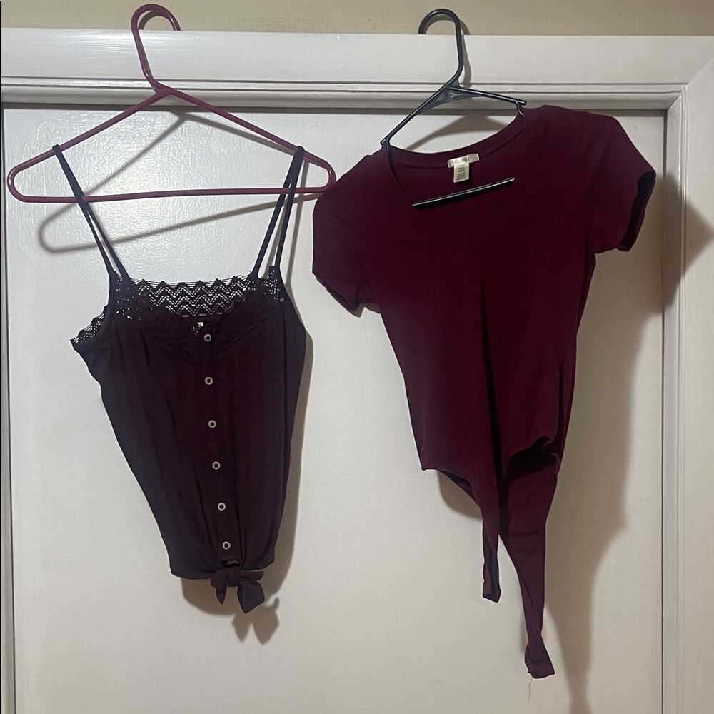 Burgundy Camisole and Top Set small / xs
